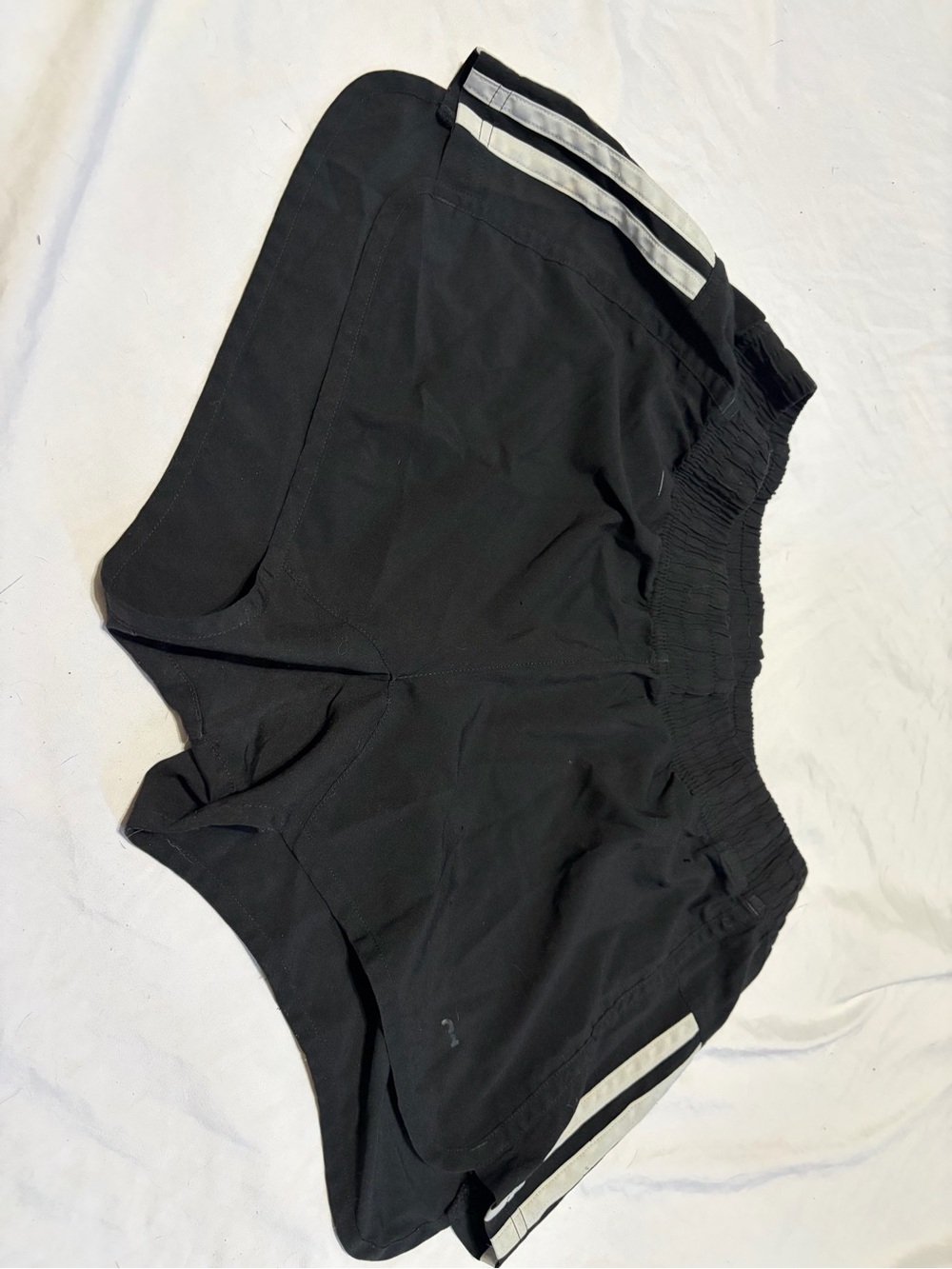 adidas Black Athletic Shorts with Silver Reflective Stripes